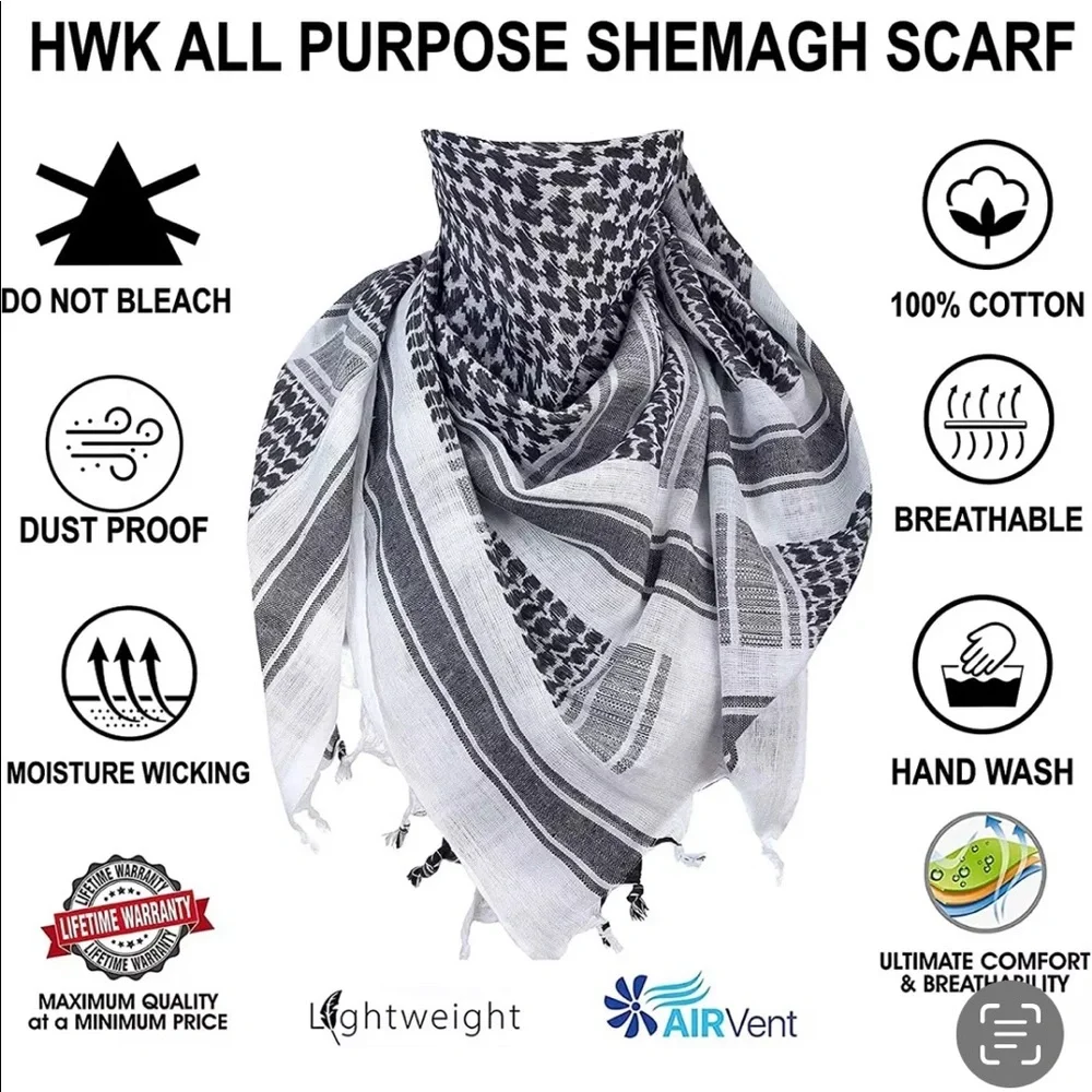 Shemagh Tactical Scarf, Arab Desert Scarf, Keffiyeh, Military Style, Bandana.